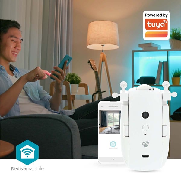 Nedis SmartLife Gardinrobot - gardinstyrning, I/U-skena