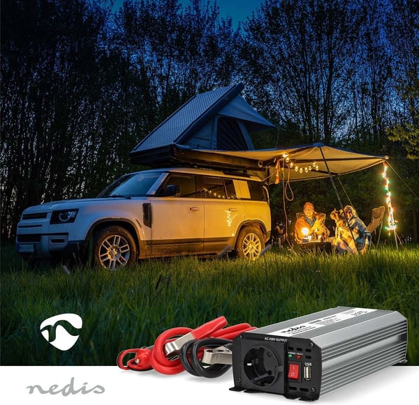 Nedis PIM60012FGY inverter, 12 V, 600 W, modifierad sinusvåg