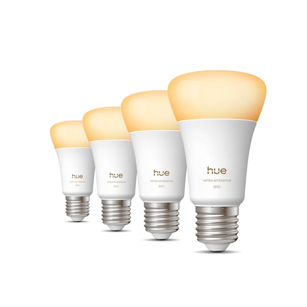 Philips Hue LED-smartlampa, White ambiance, E27, 810 lm, 4-pack