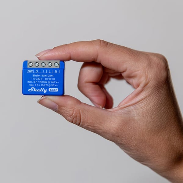 Shelly 1 Mini Gen4 smarta switch, blå