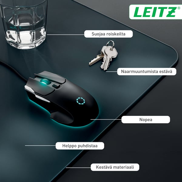 Leitz gamingmusmatta, 100 x 40 cm, mörkgrå