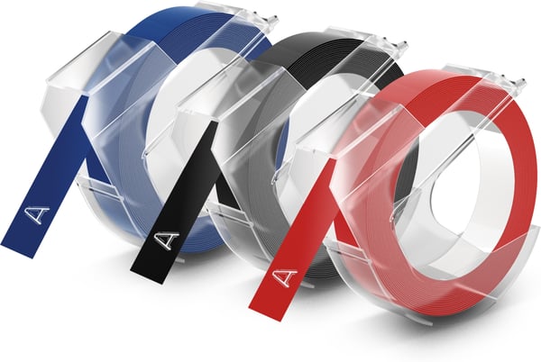 Dymo 3D reliefskrivningstejp 9 mm x 3 m, 3 olika färger