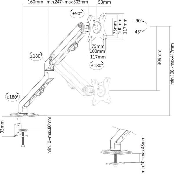 Neomounts FPMA-D650 -monitorarm, svart