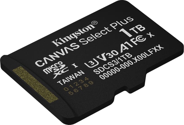 Kingston 1 Tb Canvas Select Plus Gen3 UHS-I microSD minneskort + SD-adapter