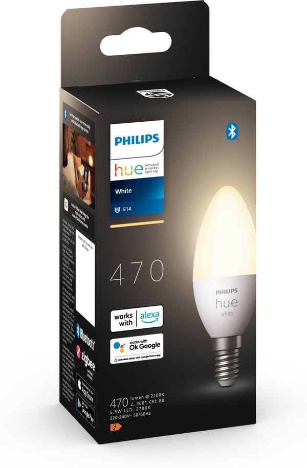 Philips Hue -LED-smartlampa, BT, White, E14, ljusstakeformad
