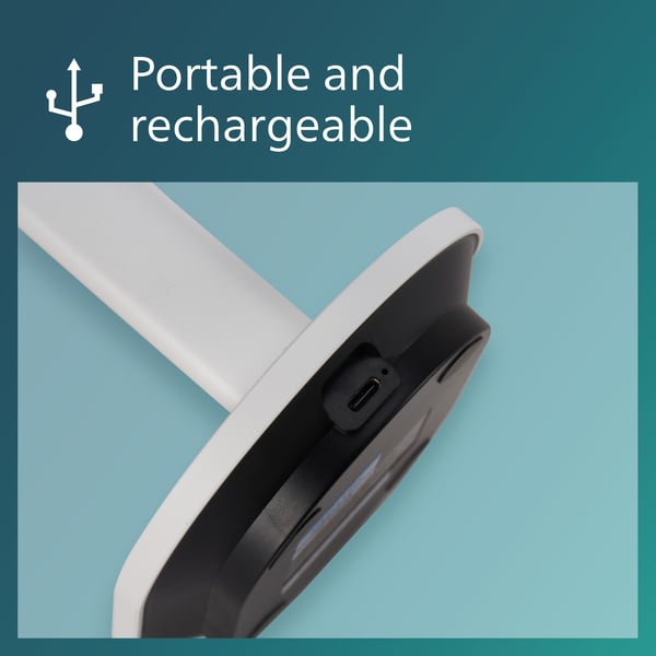 Philips Ivory DSK203 -skrivbordslampa, USB-laddningsbar, vit