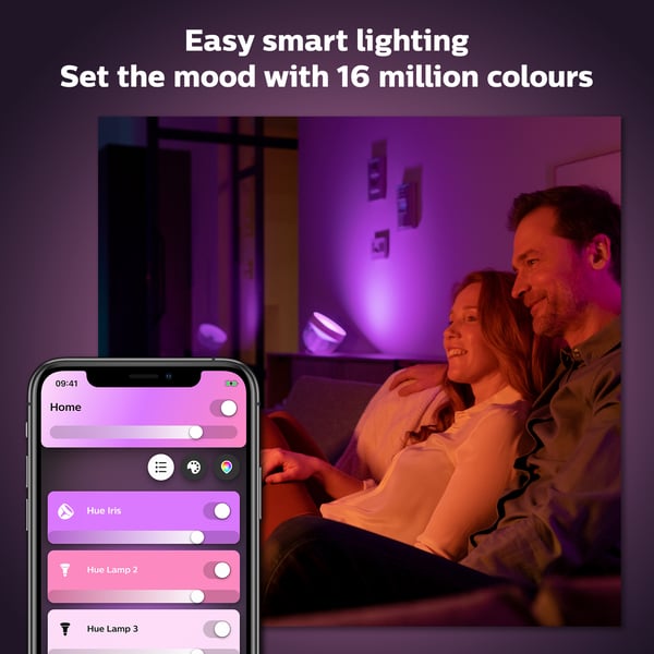 Philips Hue Iris vit & färgstämning -smart bordslampa, svart, BT, 570 lm