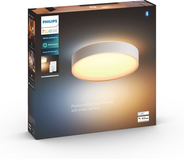Philips Hue Devere white ambiance -smart taklampa, M-storlek, IP44, vit