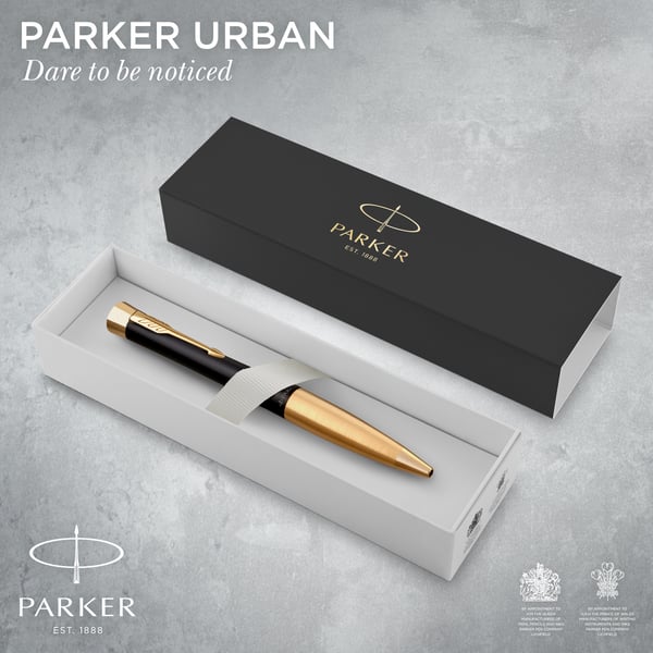 Parker Urban Muted Black G.T -vridbar kulspetspenna, svart/guld