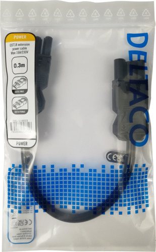 DELTACO GST18 hane - GST18 hona, jordad, 0,3m, svart
