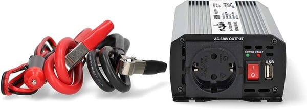 Nedis PIM60012FGY inverter, 12 V, 600 W, modifierad sinusvåg