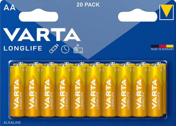 Varta Longlife alkalisk batteri, 20 stk, AA (LR6)