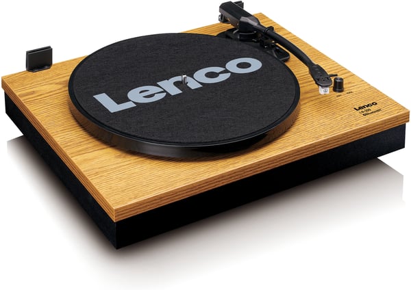 Lenco LS-300 -vinylskivspelare och högtalare, träfärgad