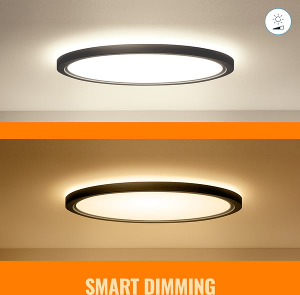WiZ SuperSlim loftlampe, rund, sort, WiFi, 32 W, RGB, 2200-6500 K, 3750 lm