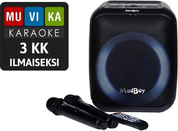 MadBoy TOTAL S batteridriven karaokenhet med trådlösa mikrofoner