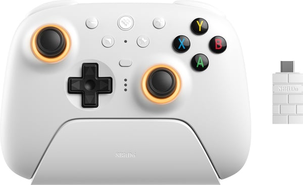 8BitDo Ultimate 2 Wireless 2.4G spelkontroll, PC, vit