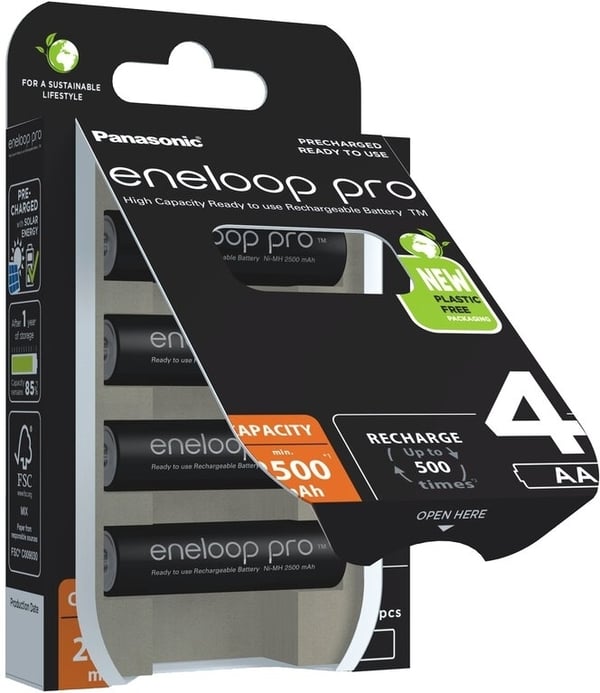 Panasonic Eneloop Pro AA 2500 mAh -uppladdningsbart batteri, 4-pack