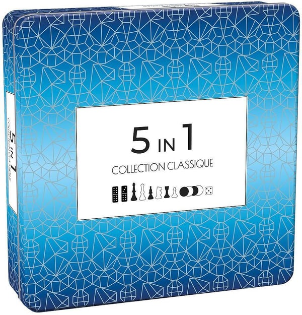 Tactic 5 i 1 i metallåda - klassiska spel