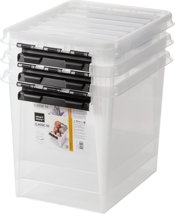 SmartStore Classic 50 -förvaringslåda med lock, 3-pack