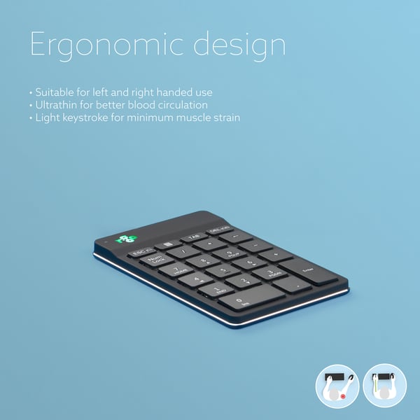 R-Go Numpad Break -nummerplatta med avbrottsmjukvara, Bluetooth, svart