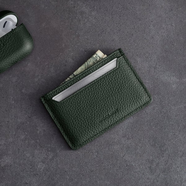 Woolnut Leather Card Holder -kortholder, grøn