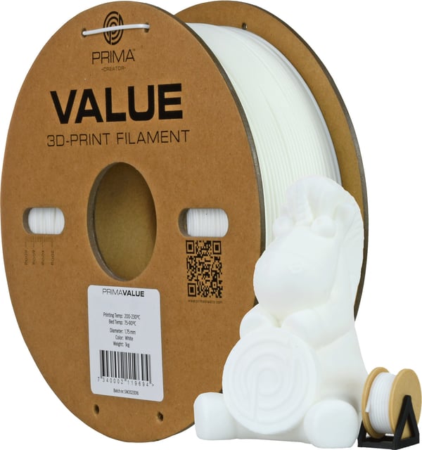 PrimaValue ABS-filament til 3D-printere, 1,75 mm, hvid