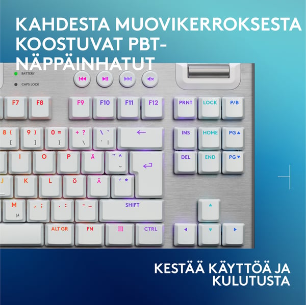 Logitech G915 X LIGHTSPEED TKL -low profile gaming keyboard, Tactile switches, vit