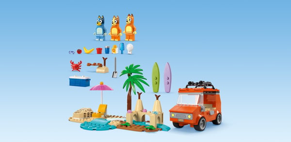 LEGO Bluey 11202 Blueys familjs bilutflykt till stranden