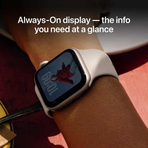 Apple Watch SE 3 (GPS) 40 mm stjärnvit aluminiumhus och stjärnvit sportarmband, M/L