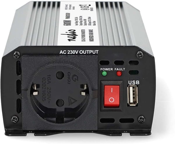 Nedis PIM60012FGY inverter, 12 V, 600 W, modifierad sinusvåg