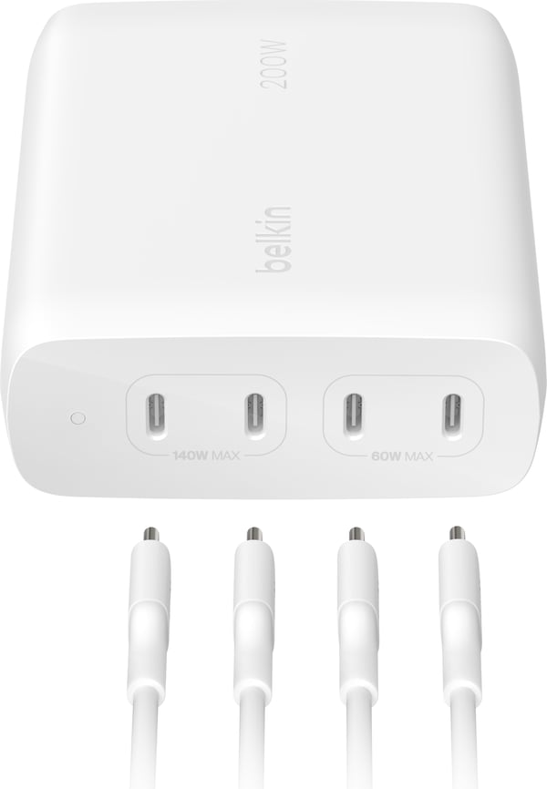 Belkin BoostCharge Pro 4-Port USB-C GaN 200 W netadapter, sort