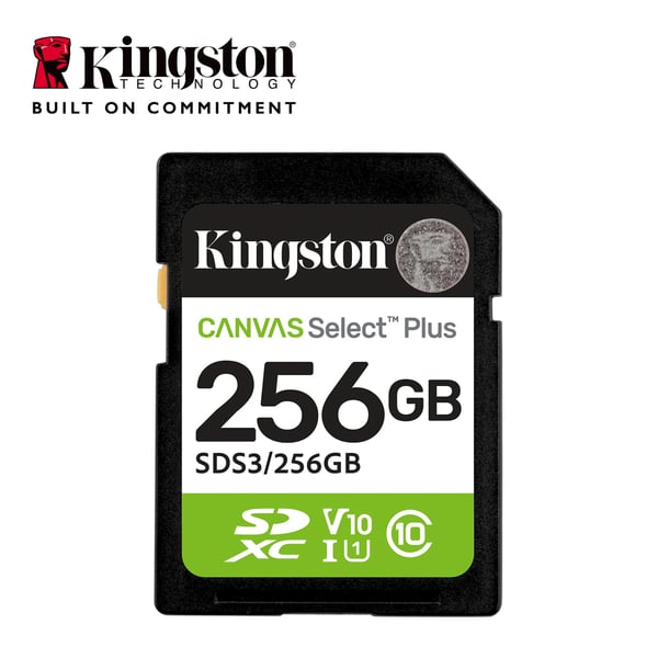 Kingston 256 GB SDXC Canvas Select Plus Gen3 UHS-I U1 V10 minneskort
