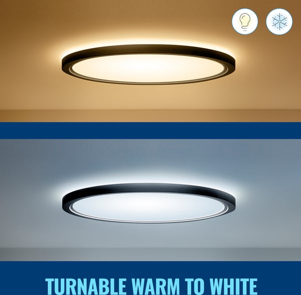 WiZ SuperSlim loftlampe, rund, sort, WiFi, 32 W, RGB, 2200-6500 K, 3750 lm