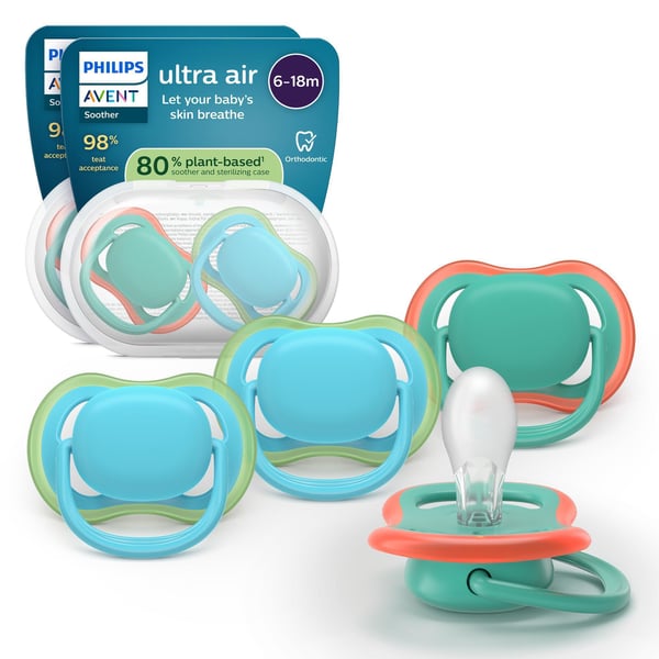Philips Avent Ultra Air napp, 6–18 mån, 4 st, blå/turkos