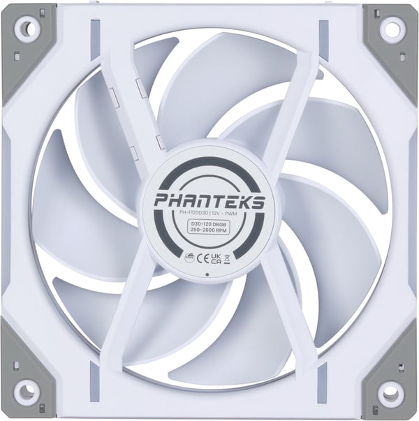 Phanteks D30-120 D-RGB PWM ventilator, hvid, 120 mm, 3 stk.