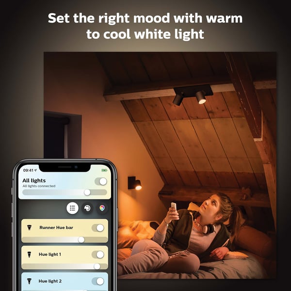 Philips Hue Runner vit ambiance -smart spotlights, 2-delad, svart, BT, 2 x 4,2 W