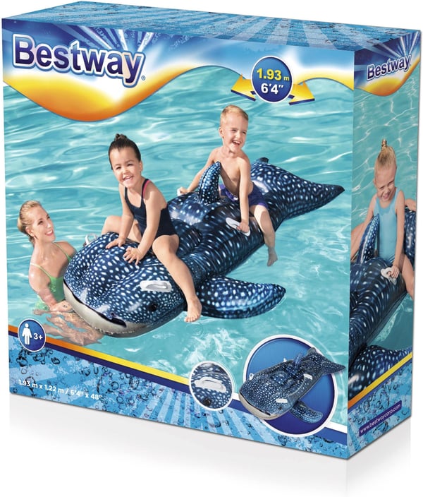 Bestway Whaletastic Wonders Ride On -badleksak, 193 x 122 cm