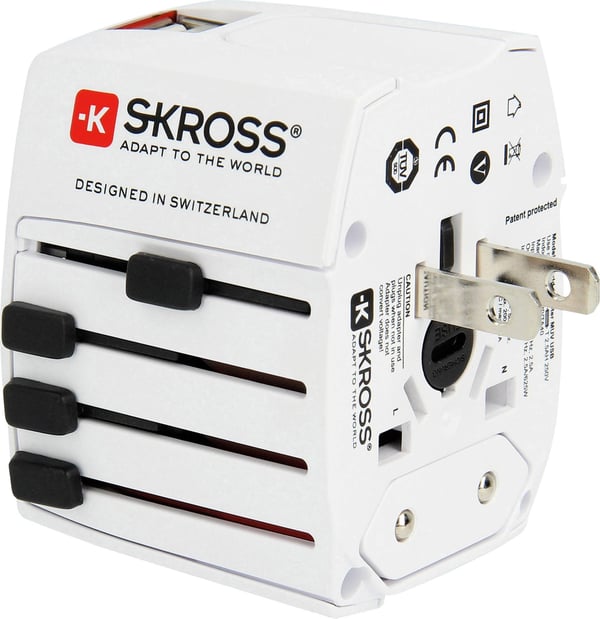 SKROSS MUV USB 2xA -resedelsadapter med två USB-portar