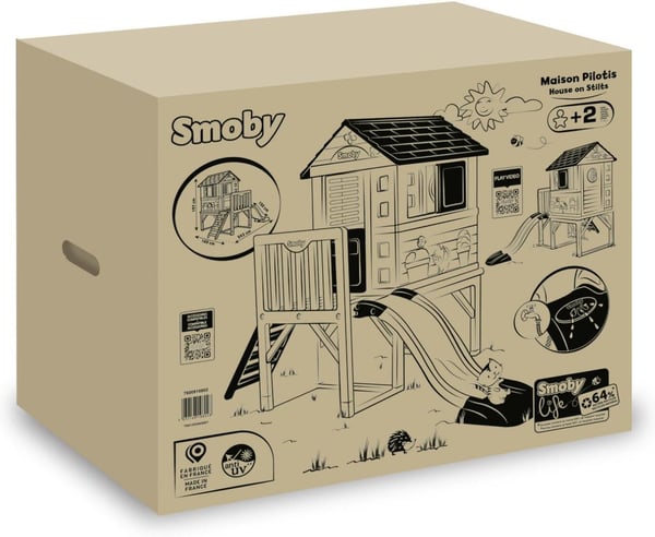 Smoby Life House på pålar lekstuga med rutschkana