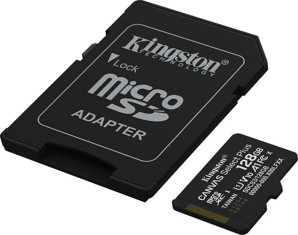 Kingston 128 GB Canvas Select Plus Gen3 UHS-I microSD-minneskort + SD-adapter