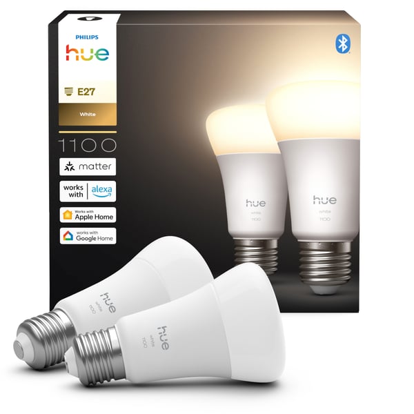 Philips Hue LED-smartlampa, White, E27, 1100 lm, 2-pack