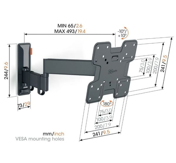 Vogel's TVM 3245 Full-Motion+ liten TV-väggfäste, svart