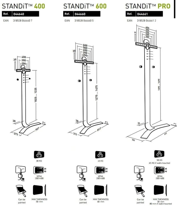 Erard STANDiT 400 golvstativ till 30-55" TV-apparater