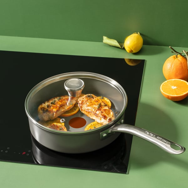 Tefal (RE)NEW+ -stegepande, 24 cm, keramisk belægning, grå