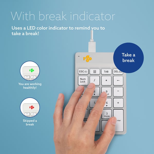 R-Go Numpad Break -sifferblock, trådlös, vit