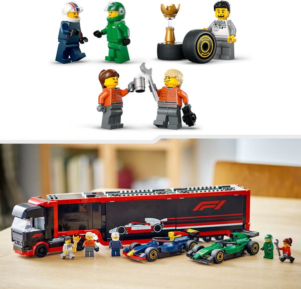 LEGO City 60445 – F1-lastbil og F1-biler RB20 og AMR24