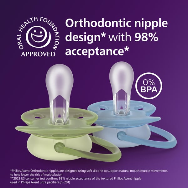 Philips Avent Ultra Soft napp, 6–18 mån, grå/grön, 2 st