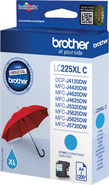 Brother LC225XLC-bläckpatron, cyan