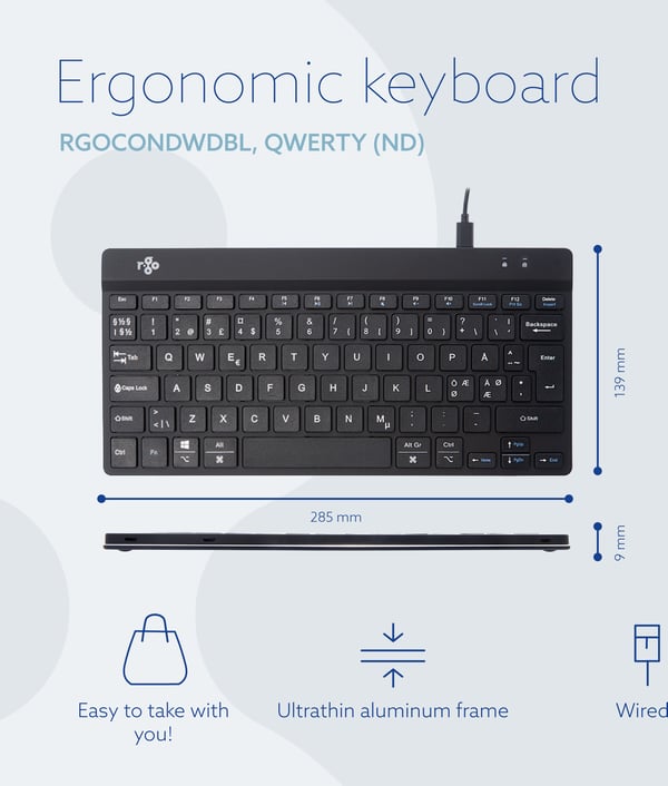 R-Go Compact Break -ergonomisk tangentbord, svart
