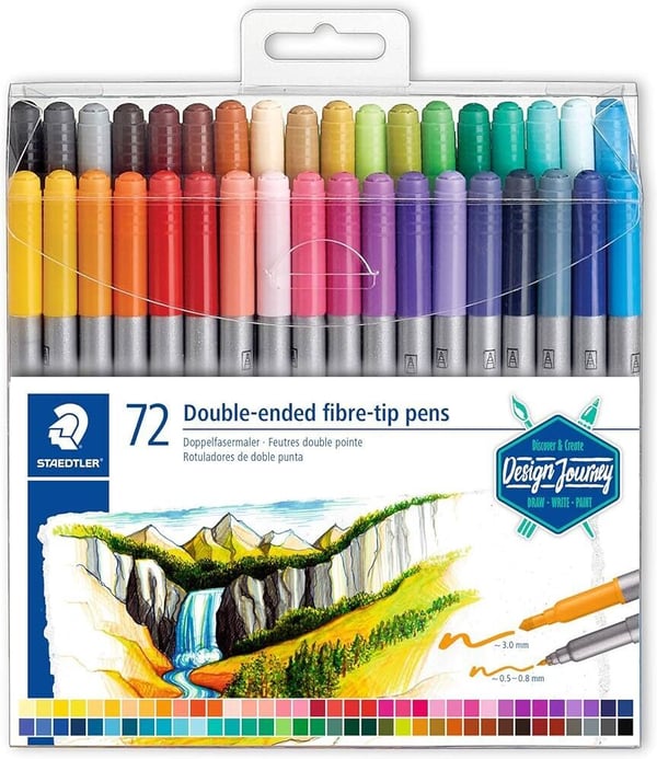 Staedtler 2-spetsig pennvässare - filt/tuschpenna 72 färger